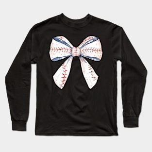 Baseball Mom Coquette Bow Mothers Day Baseball Mama Long Sleeve T-Shirt